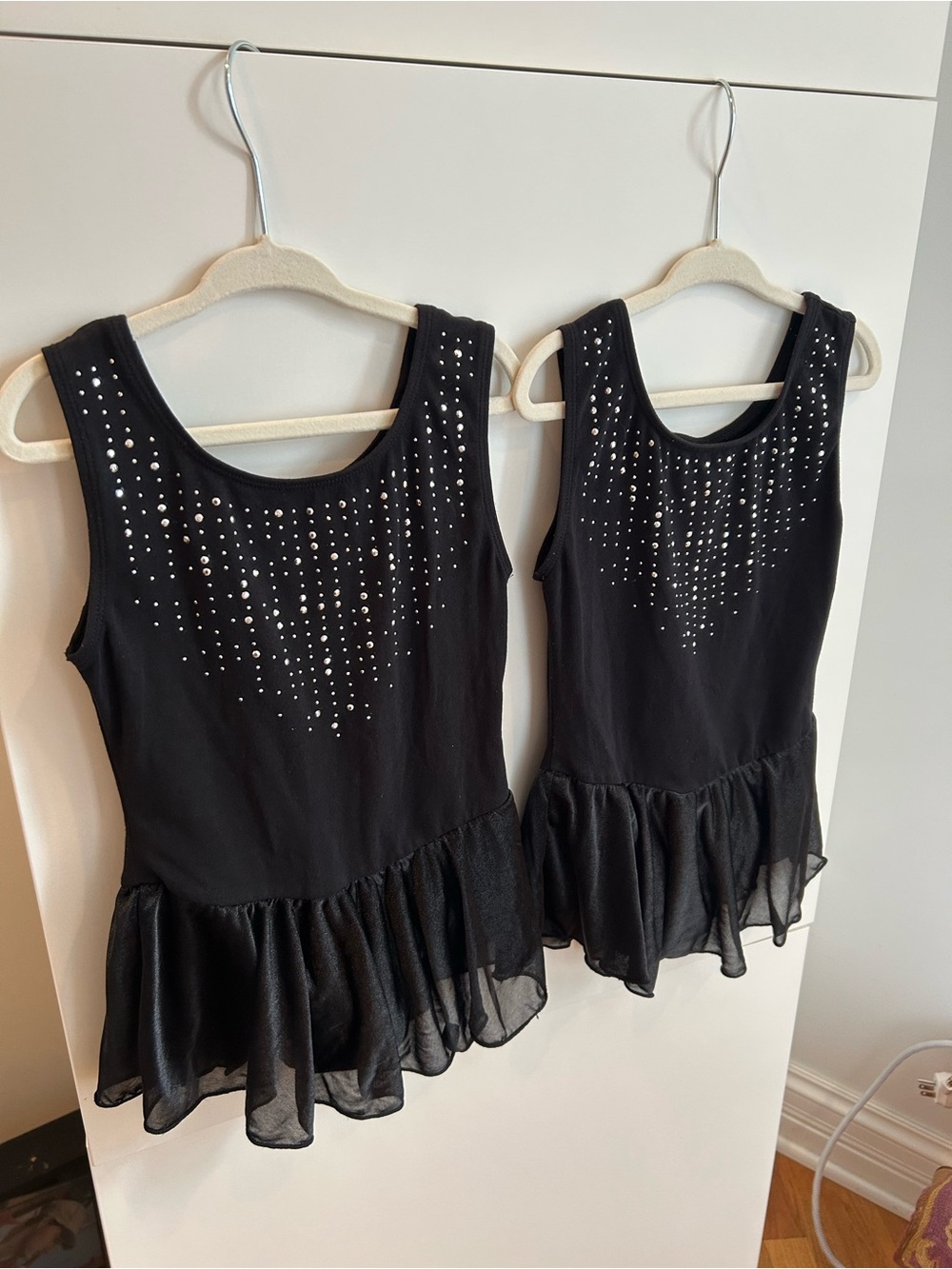 Set of 2 Cat & Jack Black Dance Dresses with Rhinestone Front and Chiffon Skirts